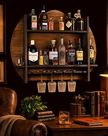 Drewniany barek  na alkohol i kieliszki , John Paddle