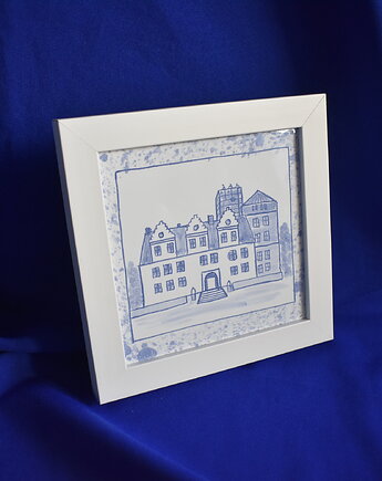 Oprawiony kafelek Zamek Topacz, Kobaltowa Sroka