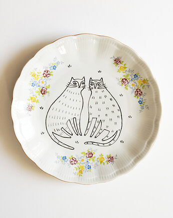 Talerz na ścianę - koty i kwiaty, EMPE artstudio