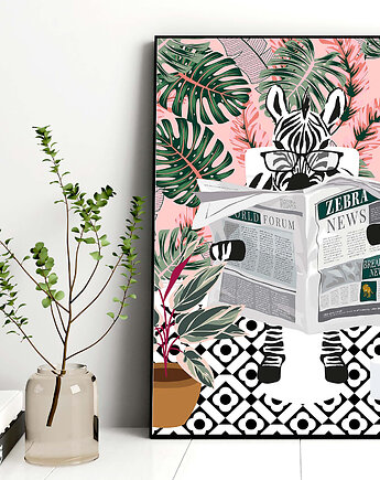 Plakat Zebra w różowym ogrodzie, Harvest Maison