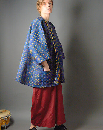 Płaszczyk kimonowy patchwork granatowy oversize, soie star