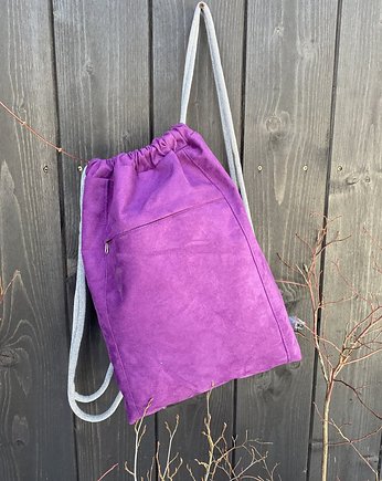 Plecak, worek - eko zamsz fiolet, PRACOWNIA 166