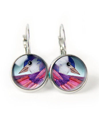 VIOLET BIRD kolczyki wiszące, muamua design