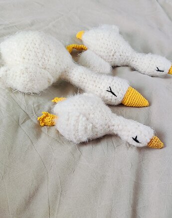 Przytulanki gąski - białe maskotki - gęś GOOSE FAMILY, Po.dziergane