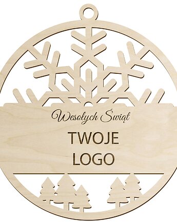 Bombka drewniana Bombki z własnym logo firmy 10SZT ze sklejki z logiem, smxdsgn