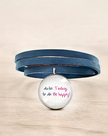 Be happy - bransoletka stalowa + box, Makaliboo