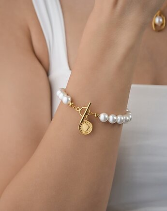 Bransoletka perły ozdobne zapięcie srebro 925 pozłacane, Coccola JEWELLERY