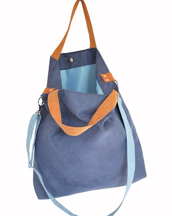 Torba hobo XXL - kobalt, pomarańcz, błękit, PRACOWNIA 166