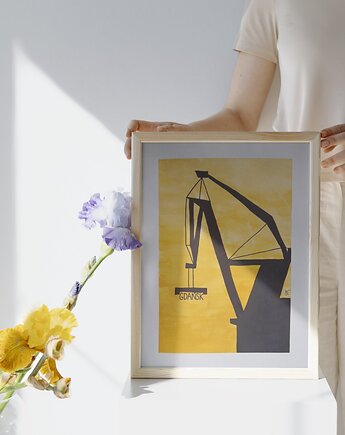 Akwarela Żuraw Stoczniowy GDAŃSK, 20,5 x 29 cm, decotyw