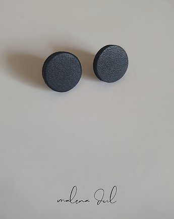 MINI GAJA urocze czarne kolczyki male kola ze skory naturalnej, Malena Dul