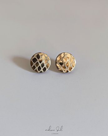 MINI GAJA urocze złote kolczyki ze skóry naturalnej wąż, Malena Dul