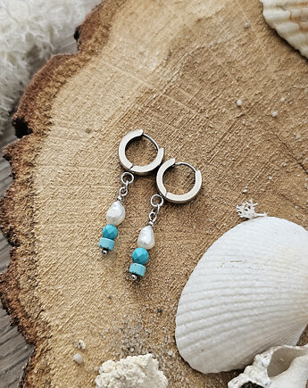 Kolczyki z magnezytem, howlitem i perłą, REVEAL