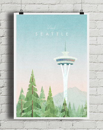 Seattle - vintage plakat art giclee, minimalmill