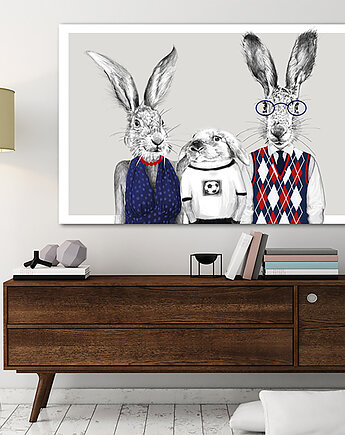 OBRAZ NA PŁÓTNIE -"Rodzina Królików" 120x80cm, NOWdeco