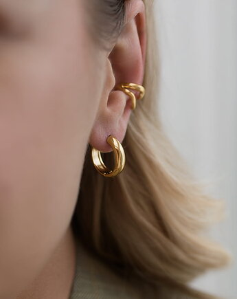 Złote kolczyki koła ze stali chirurgicznej premium Paraiso Novelle, Paraiso