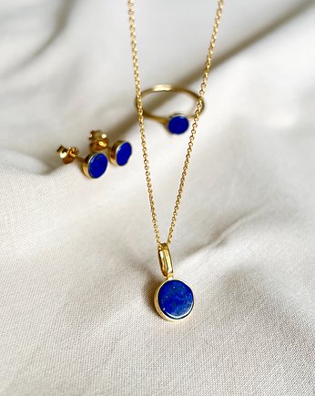 Wisiorek/DROPS/złocony/lapis lazuli, OKAZJE - Prezent na Komunie