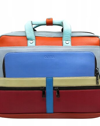 Aktówka torba na laptopa skórzana rączki regulowany pasek kieszenie OLIVKA, Olivka Warsaw