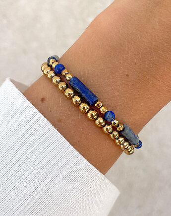 Bransoletki na gumce - lapis lazuli z hematytem, Bring Biżuteria