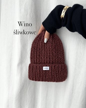 Czapka Lily 100% wełna *wino śliwkowe*, GANGSTA KNIT