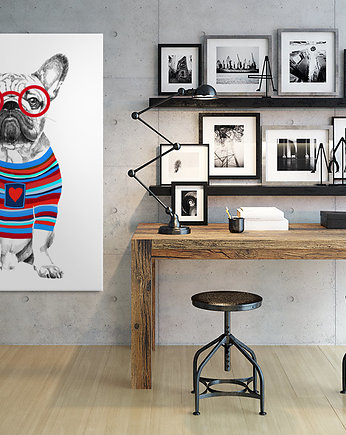 OBRAZ NA PŁÓTNIE -  80x120 BULLDOG HIPSTER, LUdesign gallery