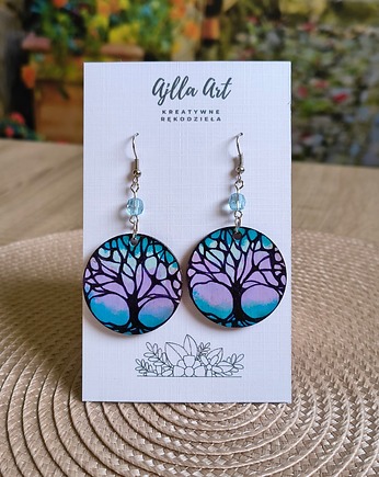 Kolczyki boho malowane ręcznie Drzewo życia, ajlla