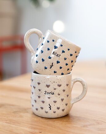 ZESTAW Ceramiczne Kubki 250 ml "Żona" & "Mąż", Dwa Wypały