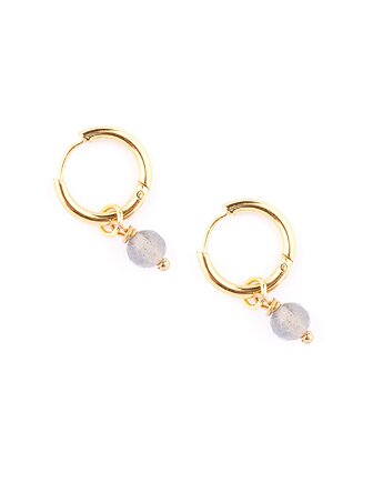 Labradoryt - kolczyki koła z pozłacanej stali szlachetnej, Kulka Bransoletki