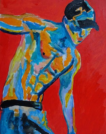Kolorowy obraz do salonu oh sehun exo boy, alice oil on canvas