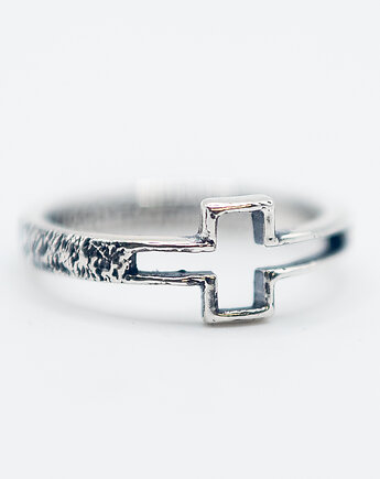 Pierścionek srebrny krzyż, LE JEWELRY