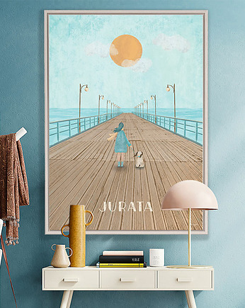 Jurata - Morze Bałtyckie i molo - plakat fine art, minimalmill