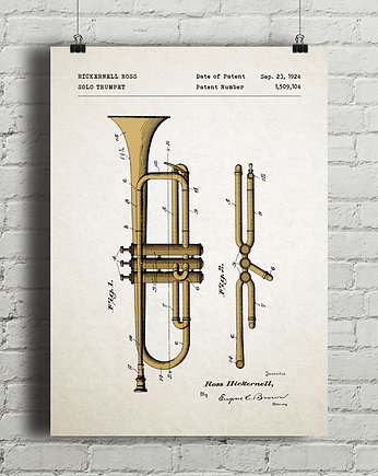 Trąbka - patent - plakat vintage, minimalmill