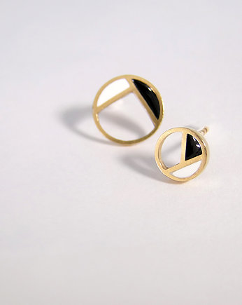 Kolczyki pozłacane: ModernDeco no.1 black&white, Diuczko Jewellery