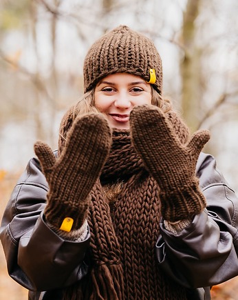Peruvian WOOLY rękawiczki z wełny peruwiańskiej czekolada, sploteka