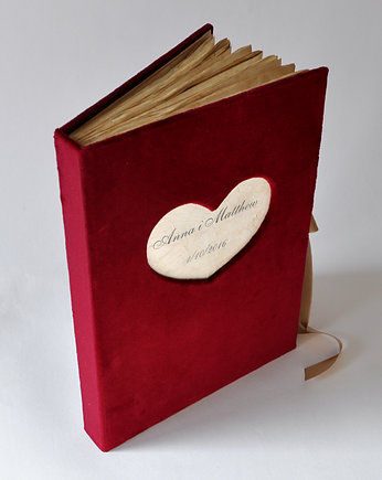 Ślubna księga gości aksamitna  A4 A5 bordowa czerwona, papirell