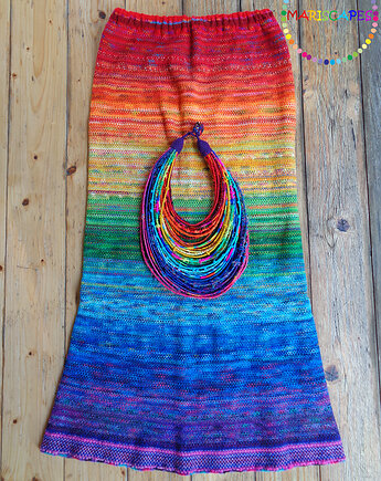 UNIKAT "Happy Rainbow" spódnica maxi dziergana na drutach, MARISCAPES