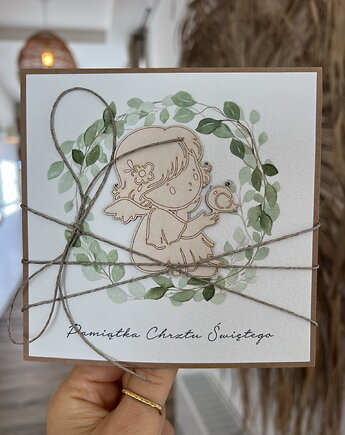 Wyjątkowa kartka ręcznie robiona na chrzest święty, sorte