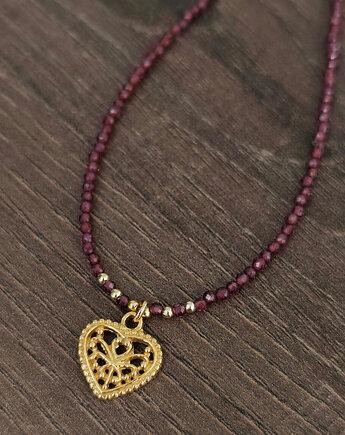 Naszyjnik Granat z sercem, LUMI COSI