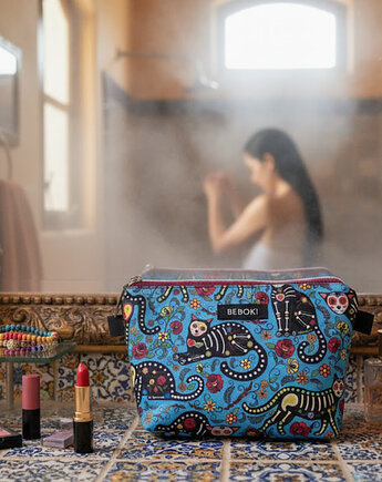 Kosmetyczka turkusowa Koty Meksykańskie rozmiar do wyboru S / M / L, BEBOKI