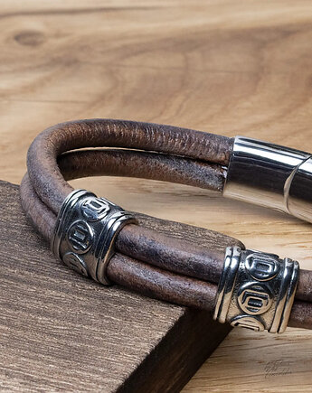 Bransoletka Męska ze Skóry Naturalnej Indyjskiej BONECHAID, Black Mamba Jewelry