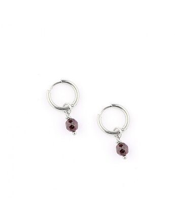 Bordowy Granat - kolczyki koła, Kulka Bransoletki