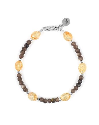 Bransoletka z Kwarcu Dymnego i Kamienia bogactwa - wersja srebrna, Kulka Bransoletki