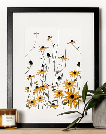 Ilustracja Autorska: Stopy wśród kwiatów rudbekii, Burakovvska