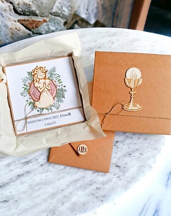 Kartka, personalizacja, pudełko, koperta : drewno: dziewczynka 2, OSOBY - Prezent dla Dziewczyny