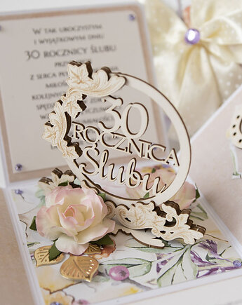 30 rocznica ślubu, perłowe gody, exploding box, kartka 3d, Papiernik
