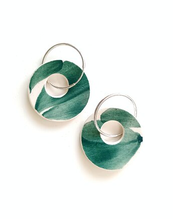 Kolczyki ceramiczne Włocławek koła, biżuteria z talerzy