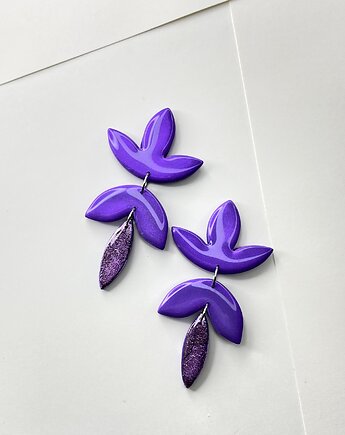 Wiszące kolczyki FIESTA fioletowe, Clayee
