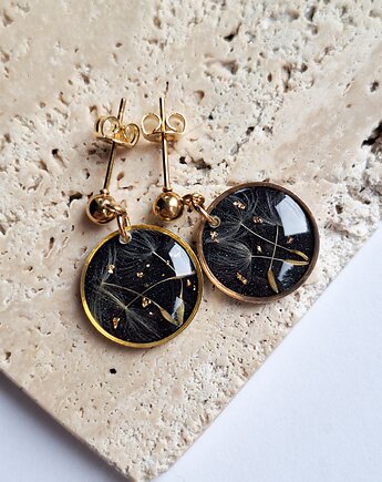 Kolczyki z żywicy z dmuchawcem kółka, Kwiat Paproci