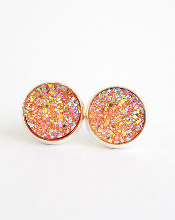 Kolczyki małe - Druzy morelowe - sztyfty, yenoo