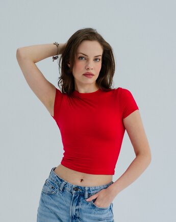 Koszulka sportowa do jogi TIMELESS - lipstick red, Moonholi