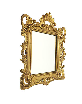 Lusterko w złoconej, rzeźbionej ramie z lat 70., Think Modern